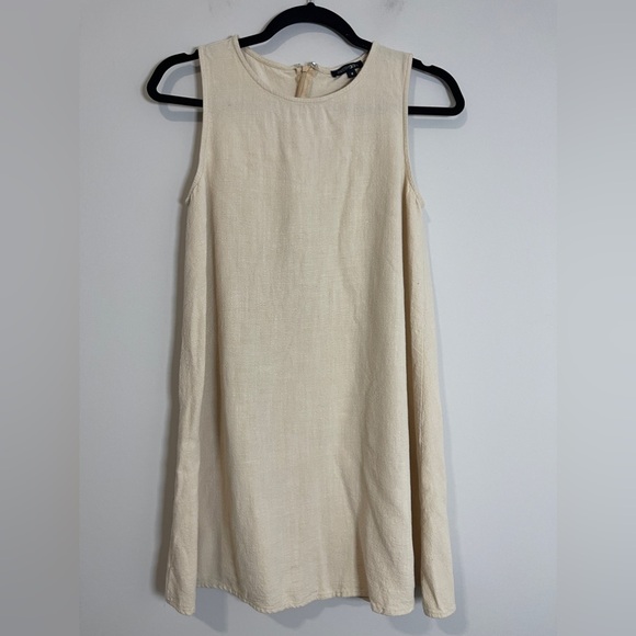 Papermoon Womens Dress Size Small Tan Sleeveless Linen Blend Minimalist Chic - Picture 3 of 9